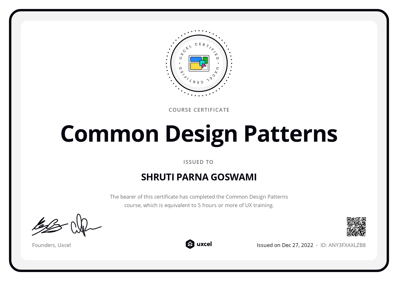 SHRUTI PARNA GOSWAMI's certificate